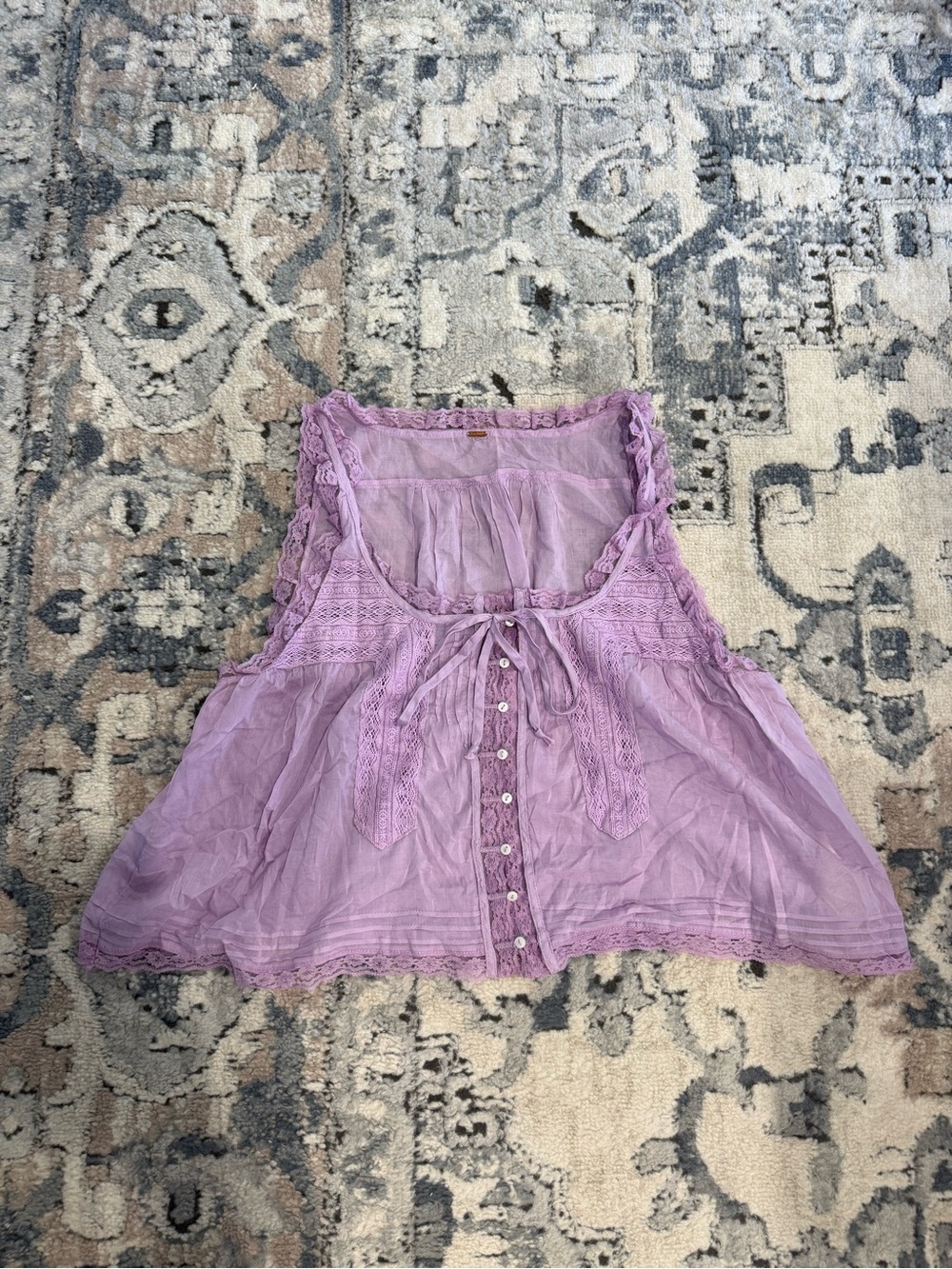Free People Lavender Lace Tie-Front Tank